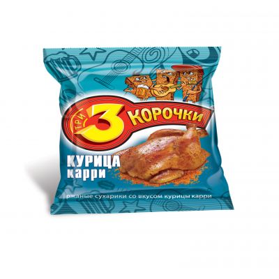Rye Crackers "3 korochki" with Chicken curry flavor 80gr